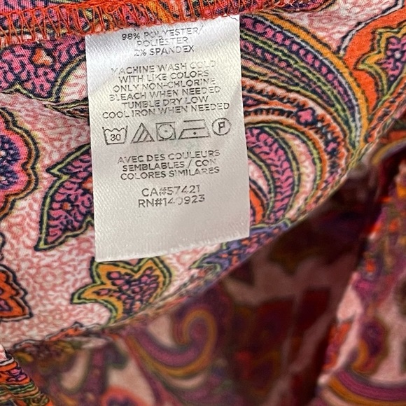 Loft Shirt Womens Size Small Multicolor Paisley Blouse Ruffle Neck Cuffs - Picture 5 of 7